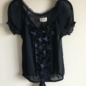 Abercrombie & Fitch Sheer Flower Applique Tee